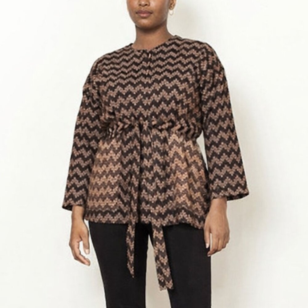 Ace & Jig Keenan Cardi in Black and Brown Herringbone Medium NWT